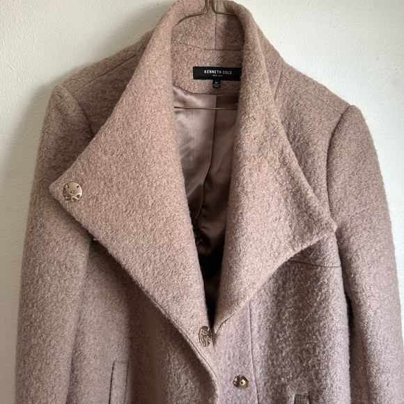 Kenneth Cole Long Pea Coat Cowl Neck Mauve - Picture 4 of 10